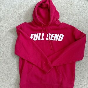 The ORIGINAL FULL SEND Mens Red Hooded Sweatshirt